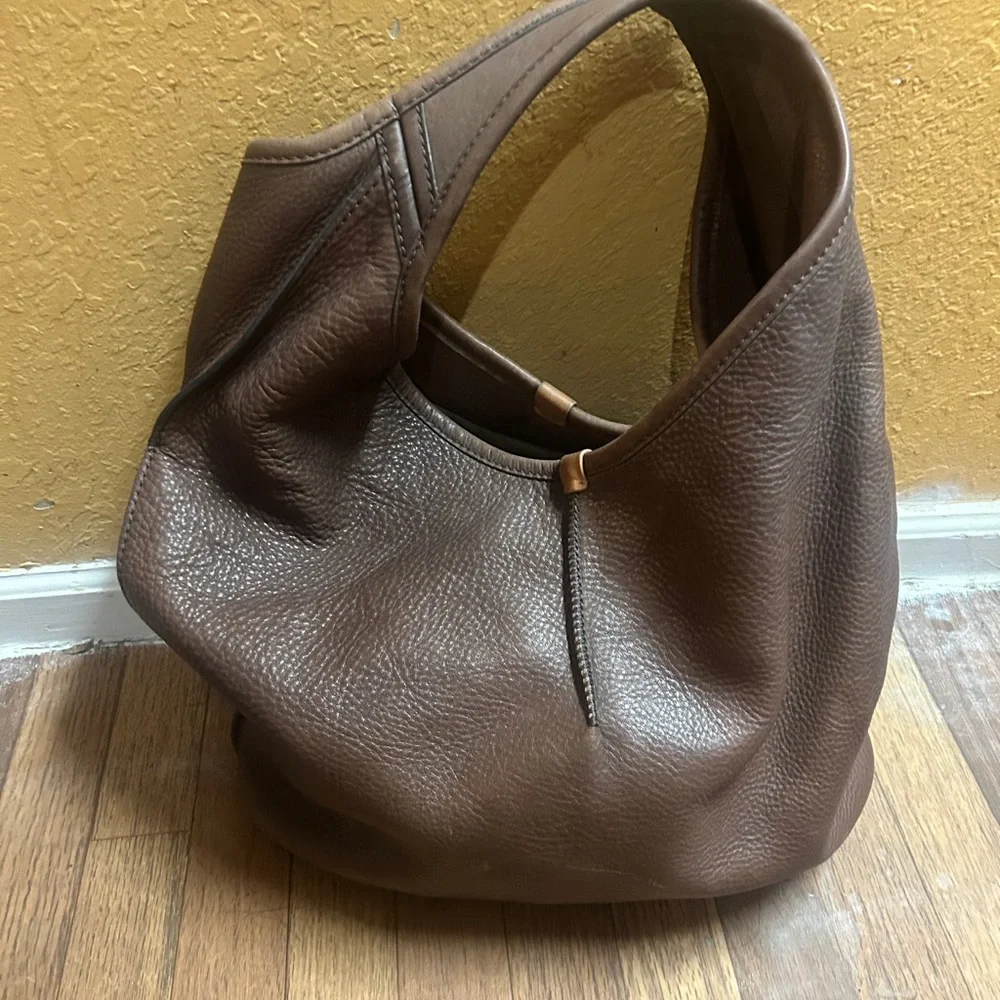 UGG Australia Brown Pebble Leather Hobo Handbag